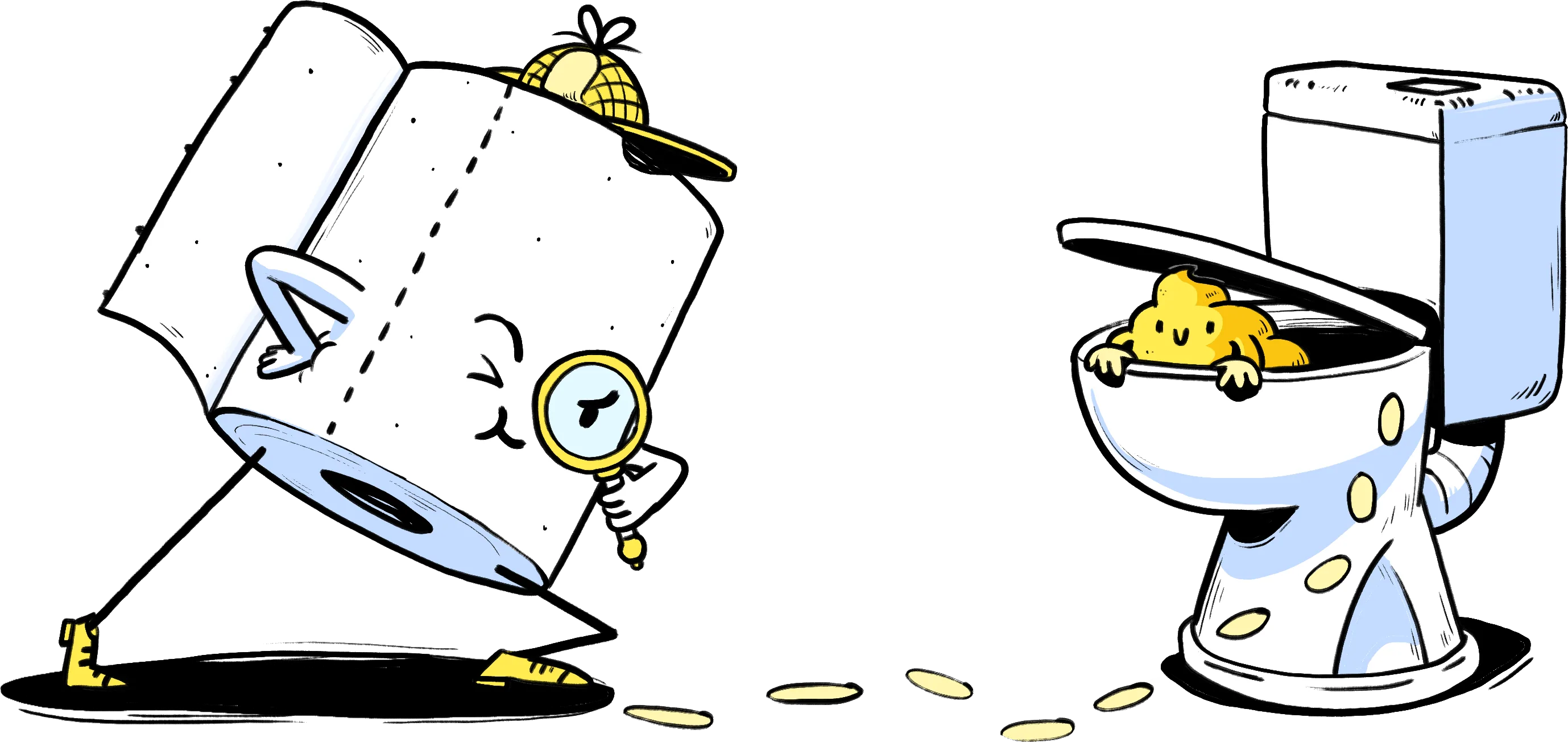 Illustration Klo und Klopapier