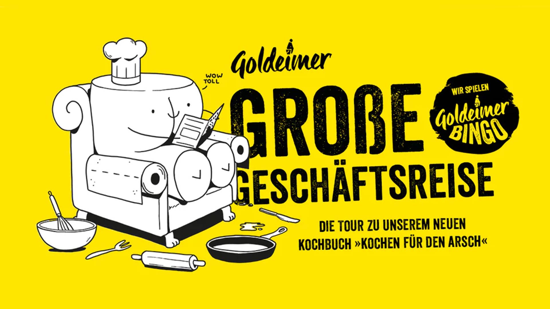 Plakat mit Illustration für Kochbuchtour