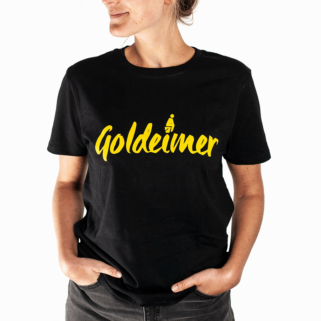 Shirt schwarz unisex mit Goldeimer Logo