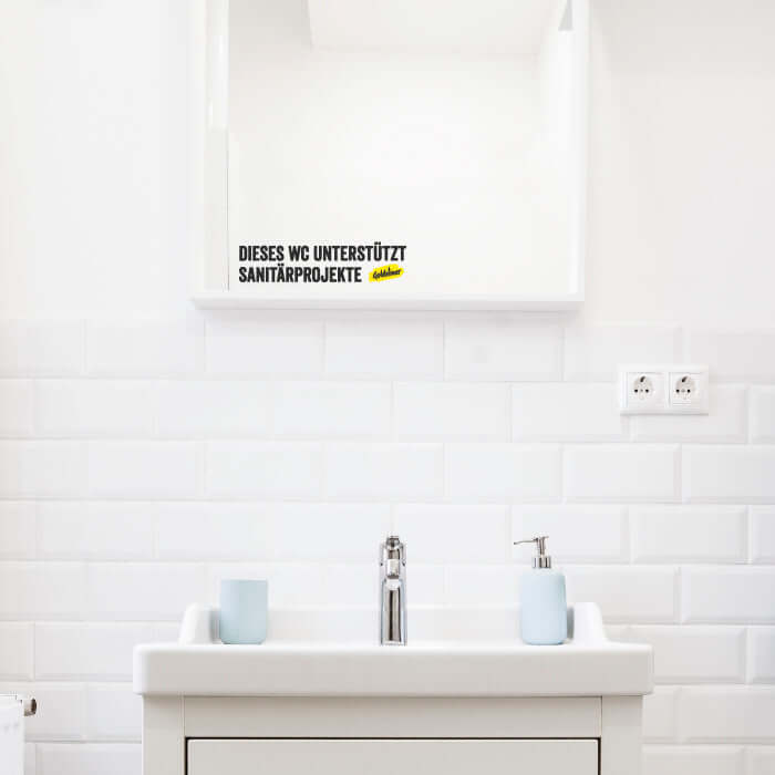Goldeimer Dekorative Aufkleber Spiegelaufkleber »Dieses WC unterstützt Sanitärprojekte«