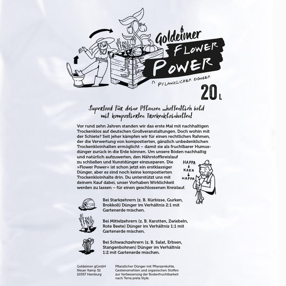 Goldeimer Klos & Co. 20 Liter »Flower Power« Kultursubstrat nach Terra Preta Art
